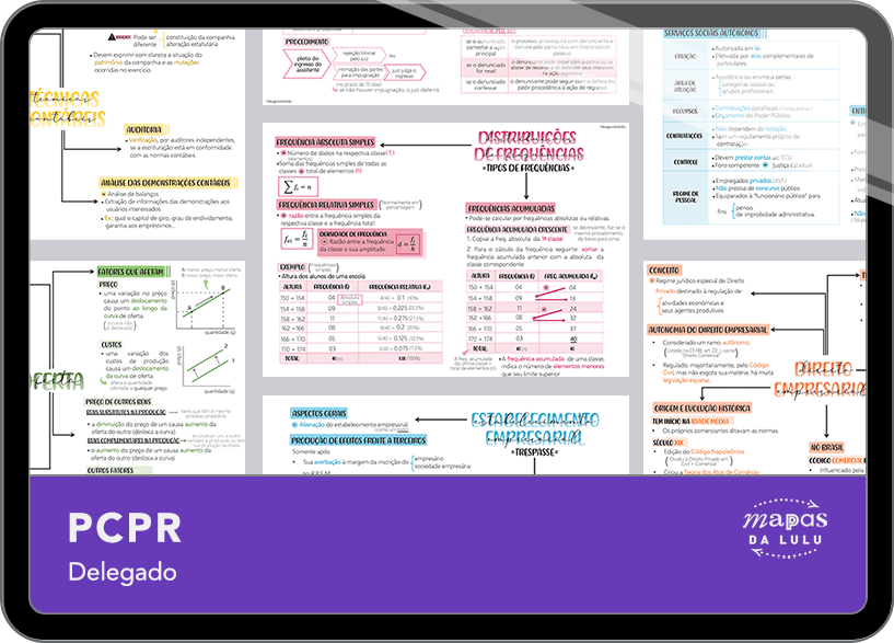 Mapas da Lulu. Melhores e mais completos mapas mentais para o concurso de delegado da Polícia Civil do Paraná (PCPR). Totalmente atualizados e com download liberado.