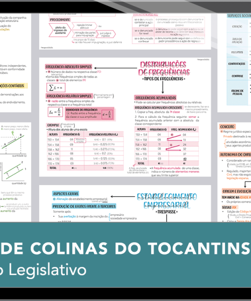 Mapas da Lulu. Os melhores e mais completos mapas mentais para o concurso de Técnico da Câmara Municipal de Colinas do Tocantins. Totalmente atualizados e com download liberado.